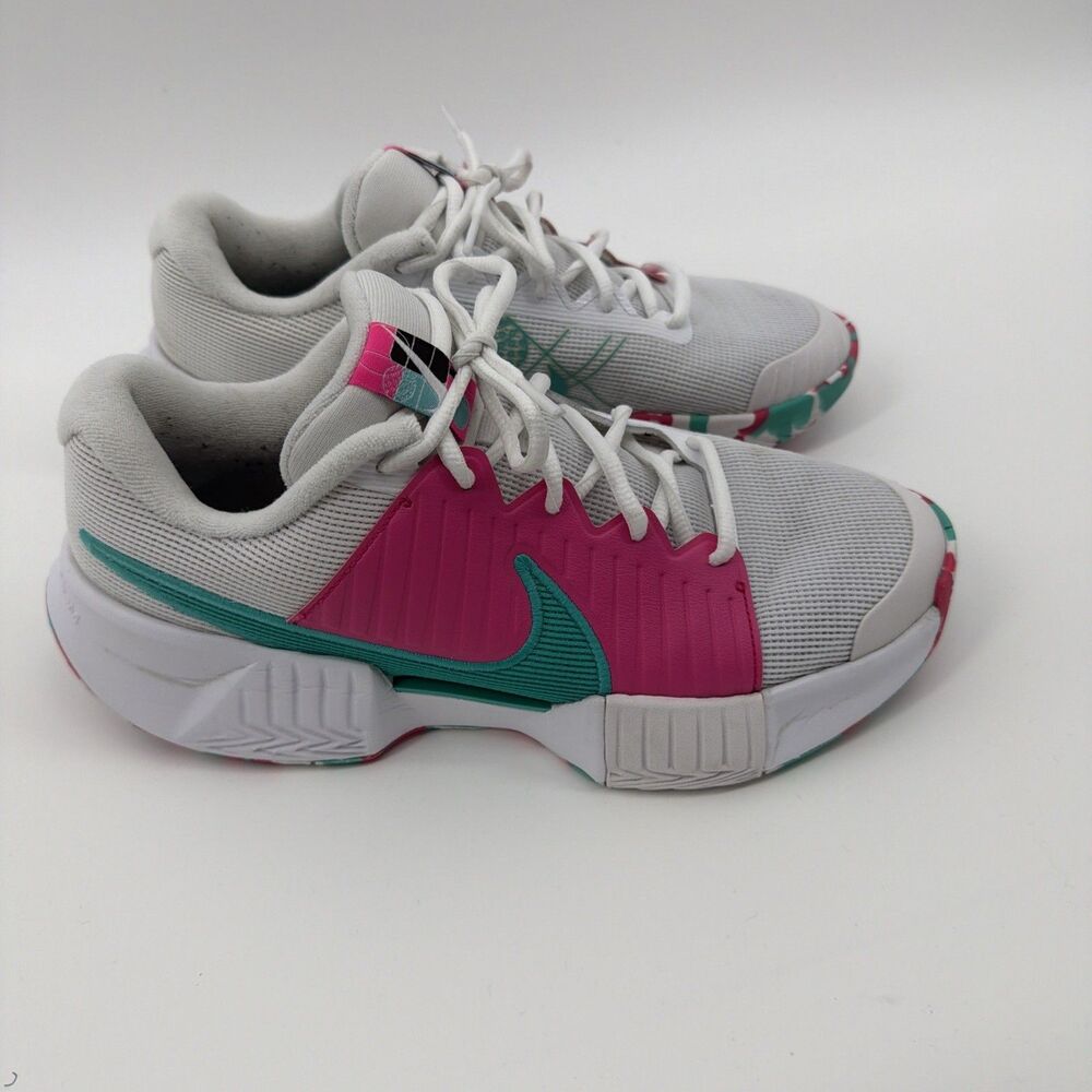 Sz 9 Nike Women's Zoom Challenge Pickleball Shoes White Pink Retro FQ4155-101